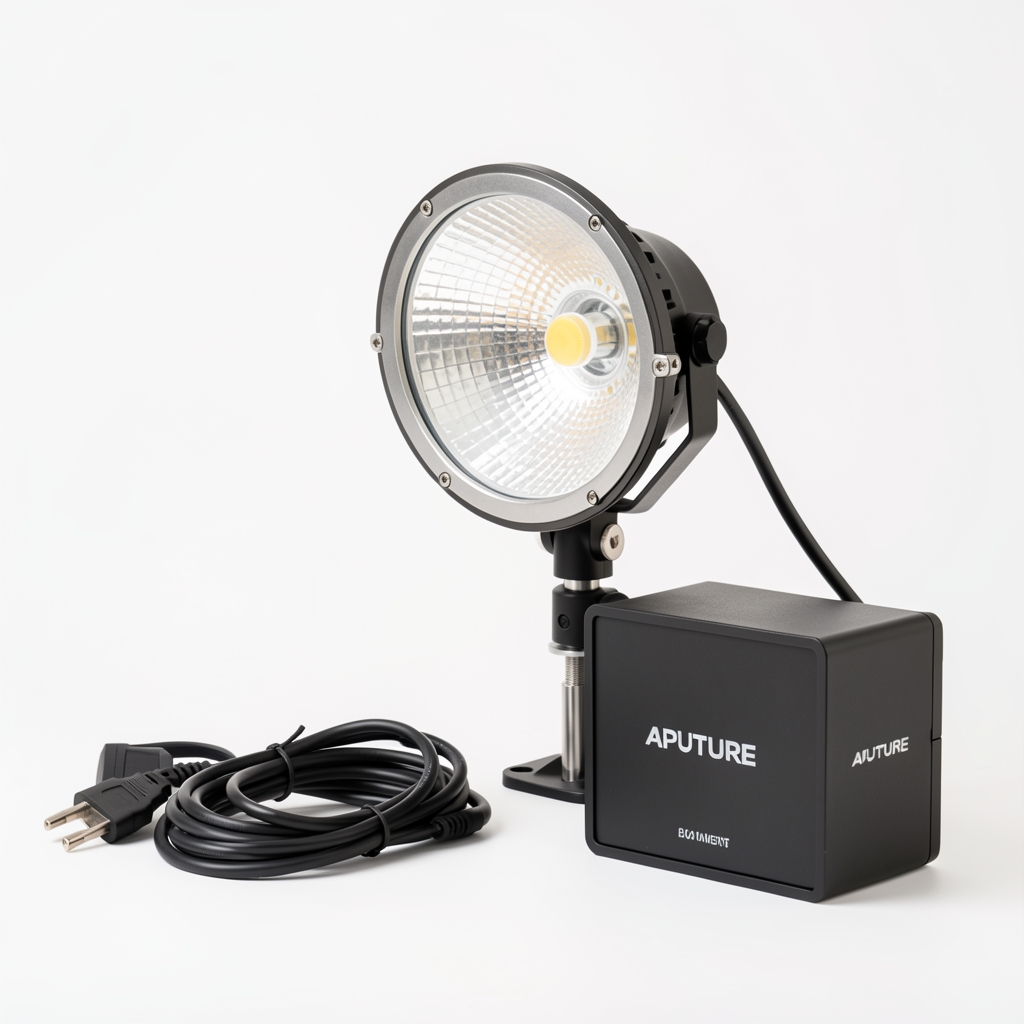 Aputure 600d Pro profesionalno LED studijsko svetlo 600W sa Bowens mount adapterom i kontrolnim box-om na beloj pozadini