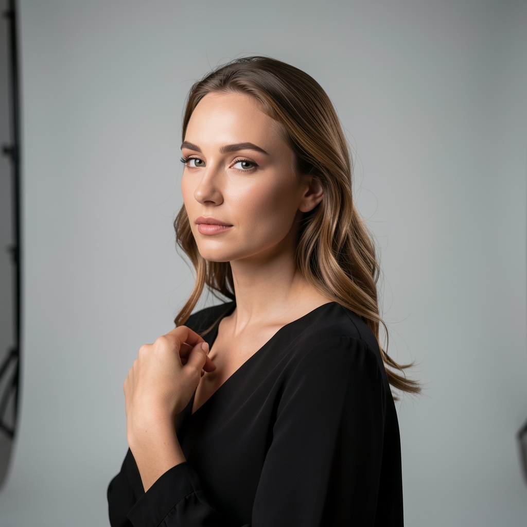 Godox SL200II u upotrebi u profesionalnom foto studiju sa modelom pod mekim svetlom