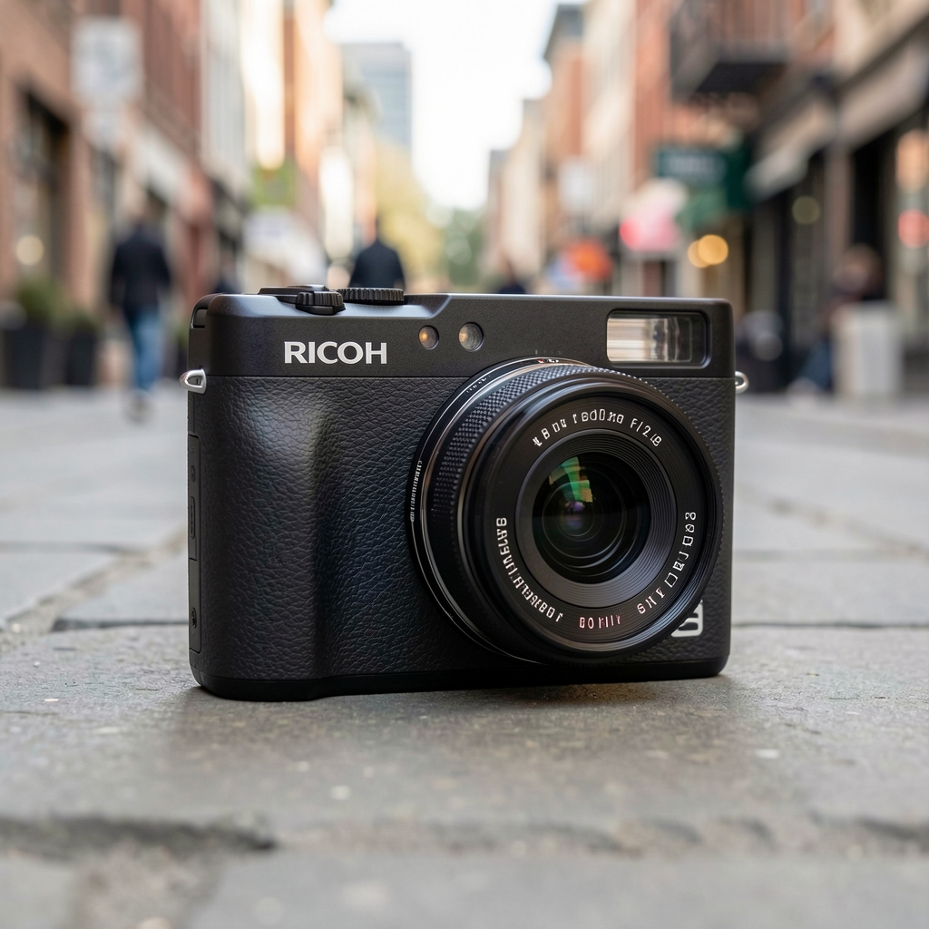 Ricoh GR IIIx kompaktna APS-C street kamera, minijaturno crno kućište sa 40mm f/2.8 GR objektivom, savršena za diskretnu street fotografiju i svakodnevno nošenje