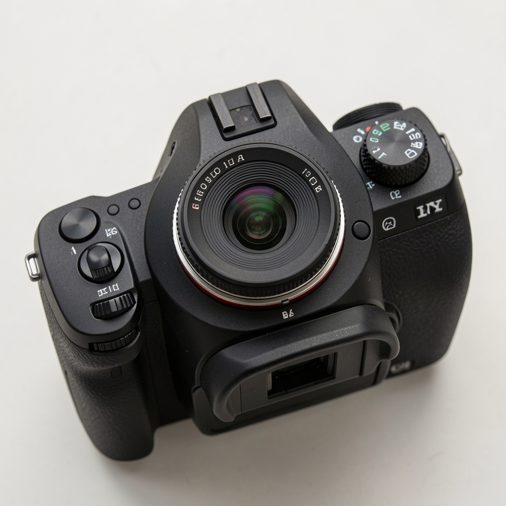 Sony A7 IV pogled odozgo sa komandnim točkićima i hot shoe