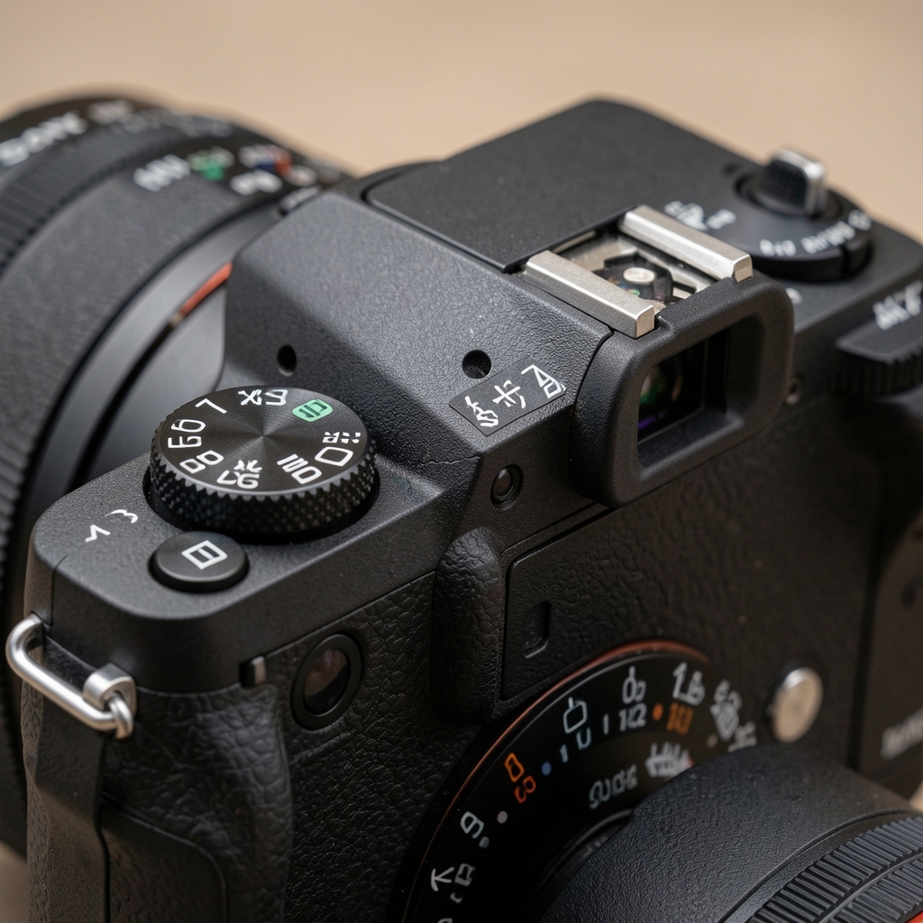 Sony A7R V gornja strana sa kontrolama ekspozicije i hot shoe priključkom